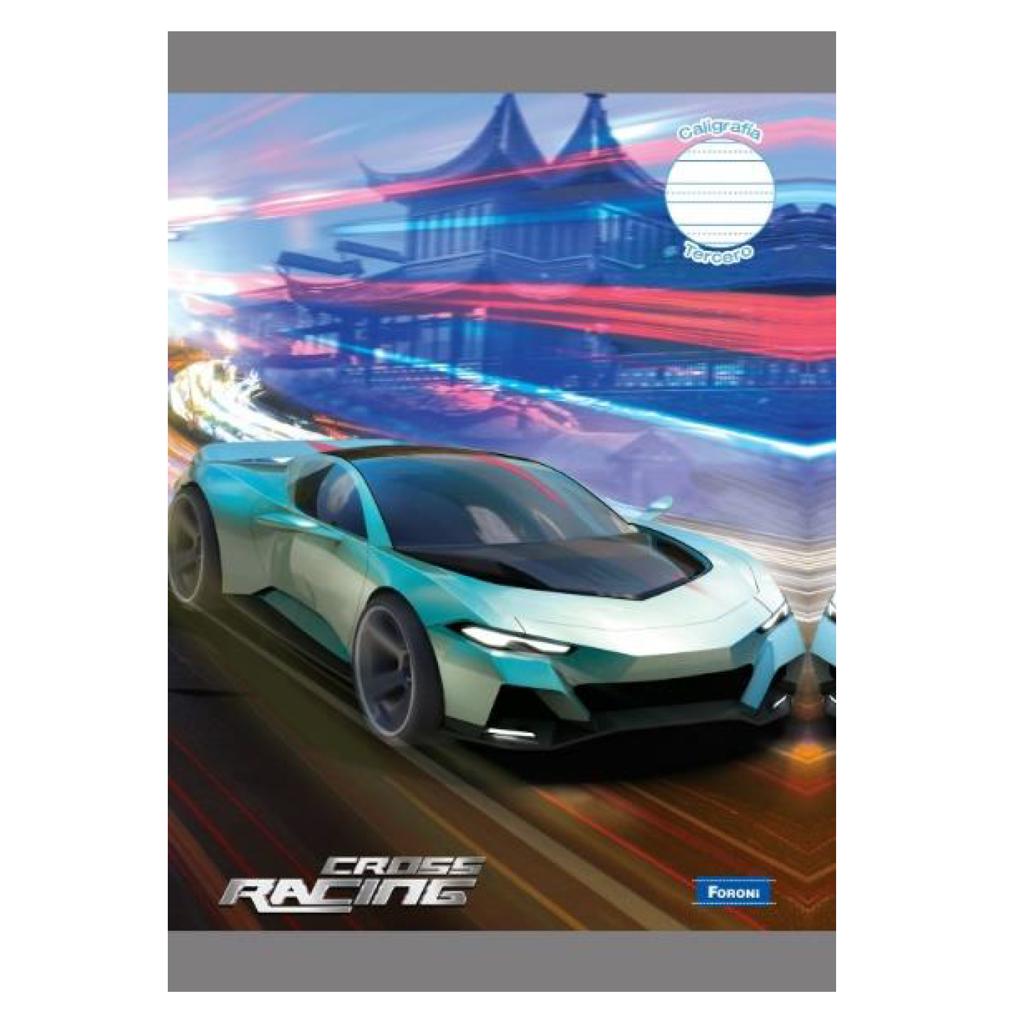 Foroni •  Libreta caligrafía 3rd (third) grande carpeta blanda "Cross Racing"