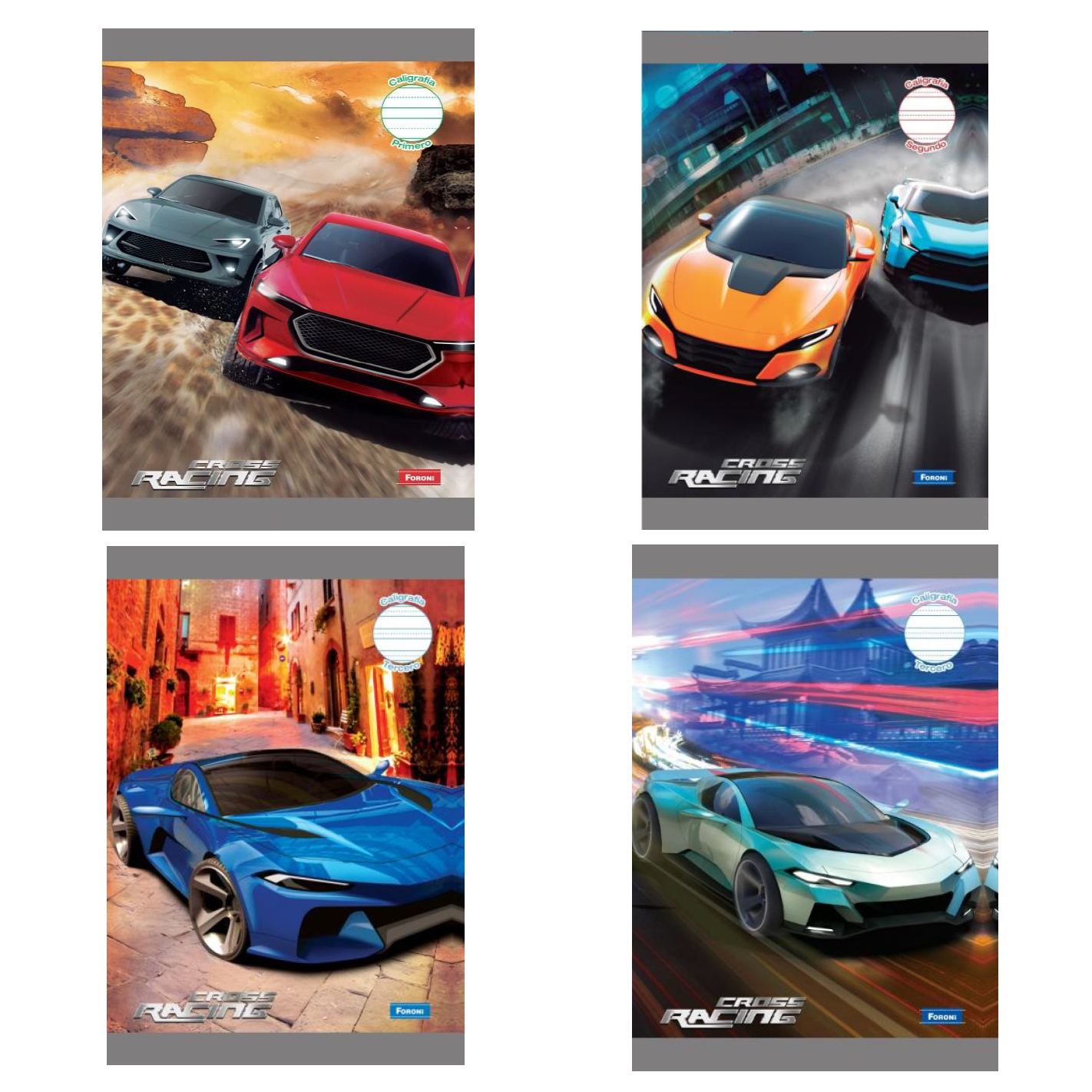 Foroni •  Libreta caligrafía 3rd (third) grande carpeta blanda "Cross Racing"