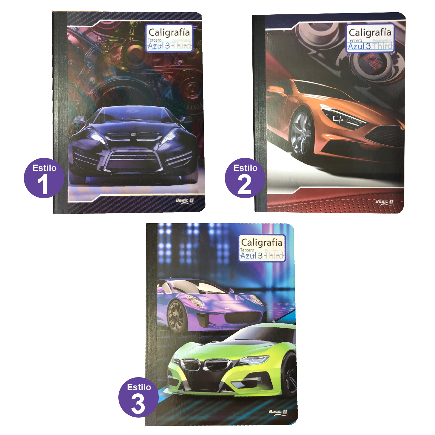 Basic U •  Libreta caligrafía 3rd (third) carpeta blanda "Xtreme Machines"