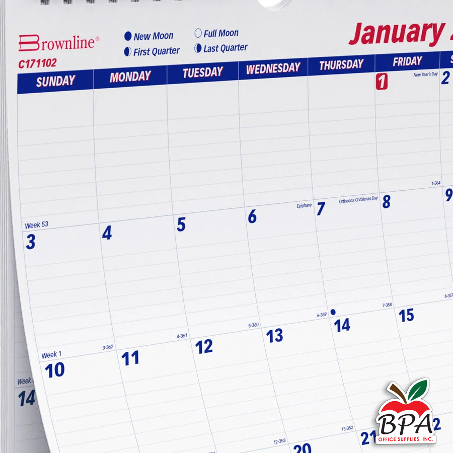 Brownline • Calendario de pared 2027 (12" x 17")