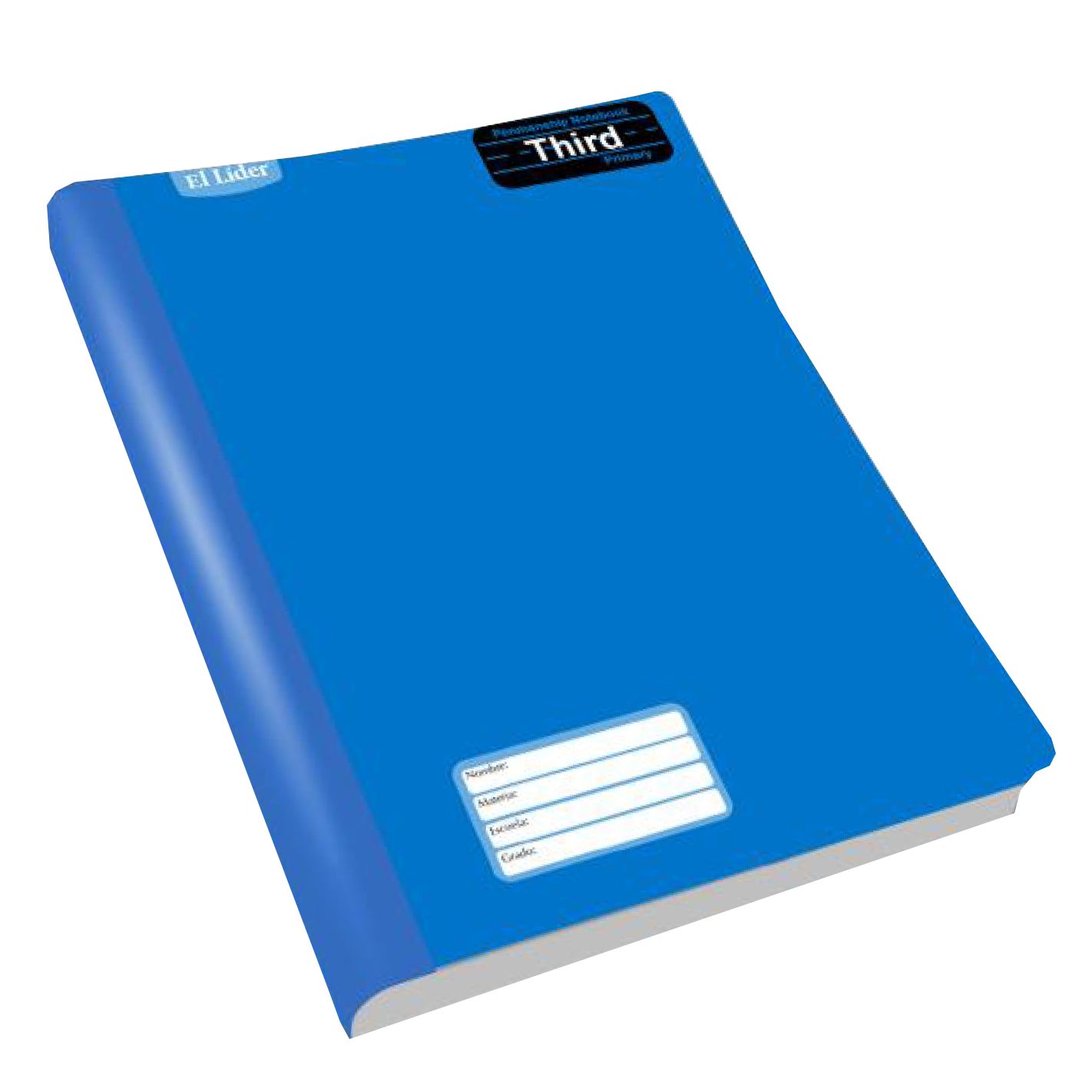El Líder •  Libreta caligrafía 3rd (third) carpeta blanda.