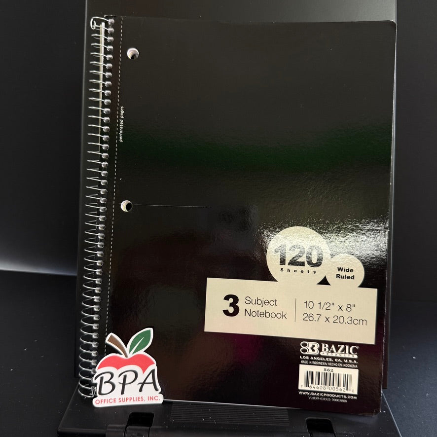Bazic •  Libreta espiral grande (3 materias - "wide ruled")