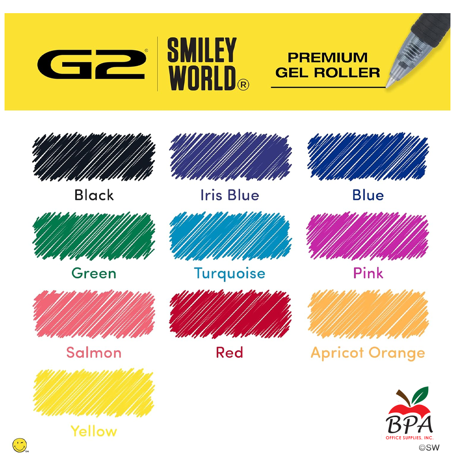 Pilot •  Bolígrafos G2 SMILEY - Gel Fine - Retractable (pk/10 - asst colors)