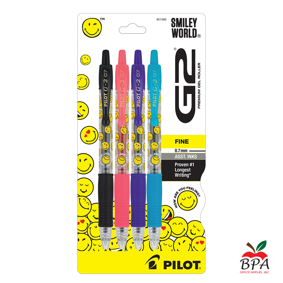 Pilot •  Bolígrafos G2 SMILEY - Gel Fine - Retractable (pk/4 - asst colors)