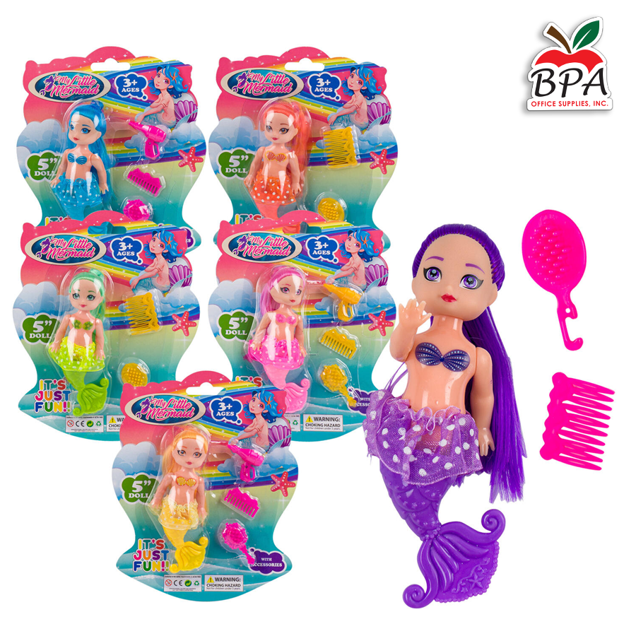 Mermaid Doll • Mermaid Doll with Accessories 5" (1 unidad - varios colores disponibles)