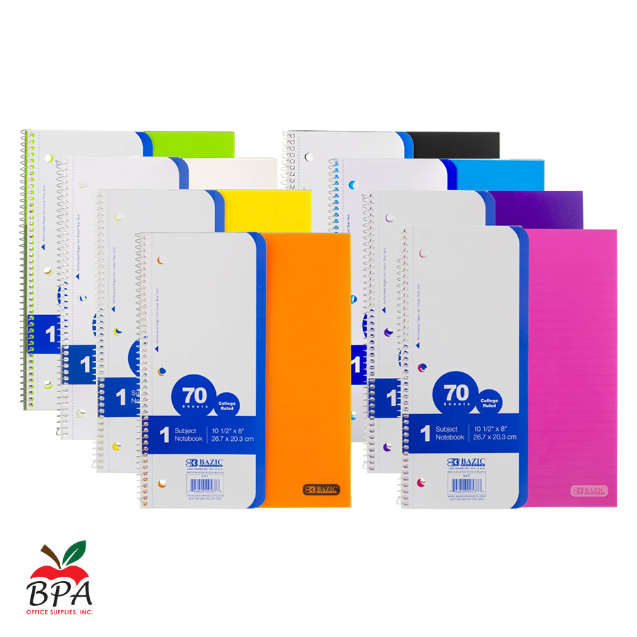 Bazic •  Libreta espiral grande Poly Cover (1 materia - "college ruled")