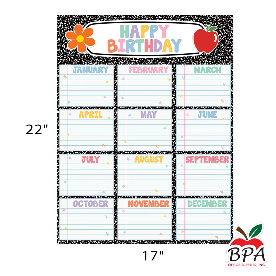 Teacher Created Resources • Cartel "Cool for School- Happy Birthday Chart"