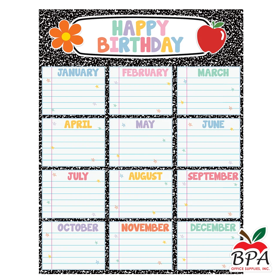 Teacher Created Resources • Cartel "Cool for School- Happy Birthday Chart"