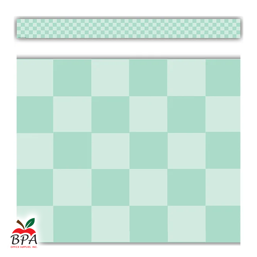 Teacher Created Resources •  Borde "Cool for School - Green Checkers Straight Border trim"
