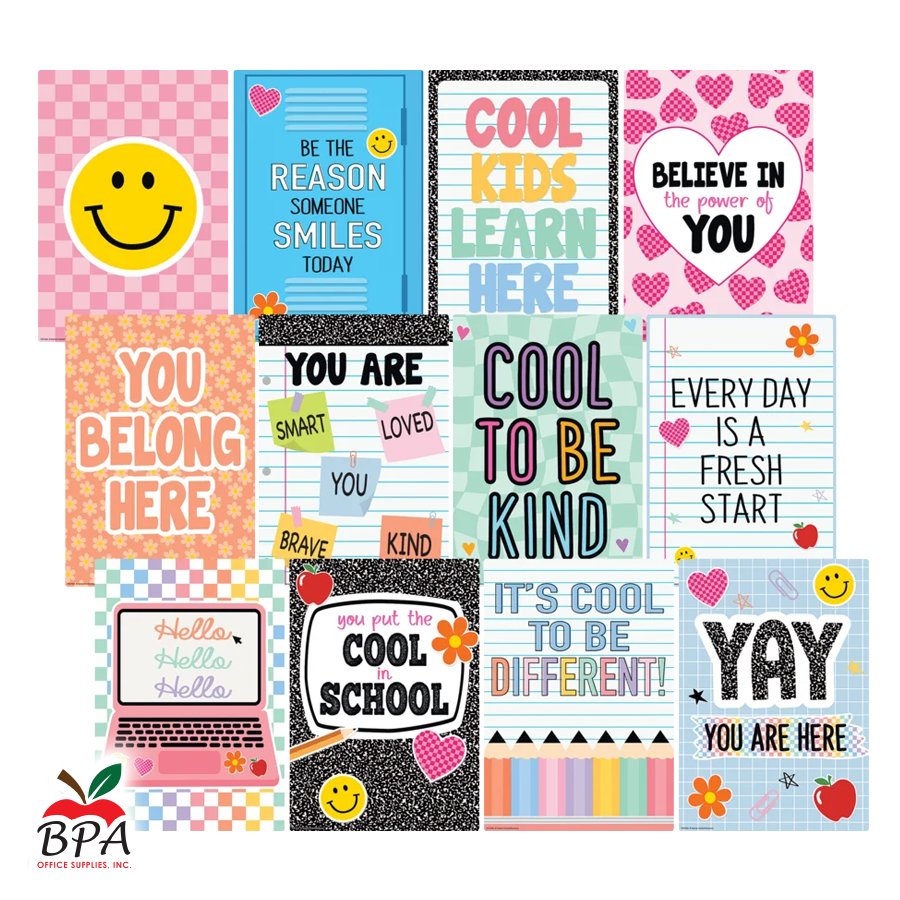 Teacher Created Resources •  Set de pequeños carteles "Cool For School - Positive Sayings"
