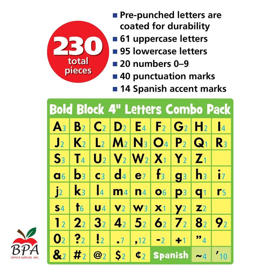 Teacher Created Resources • Letras Decorativas "Cool for School 4" - Bold Block"
