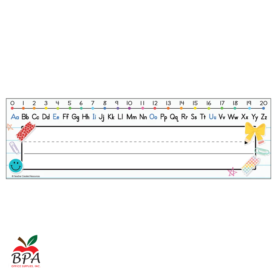 Teacher Created Resources •  Name Plates "Cool for School  - Alphabet Flat"