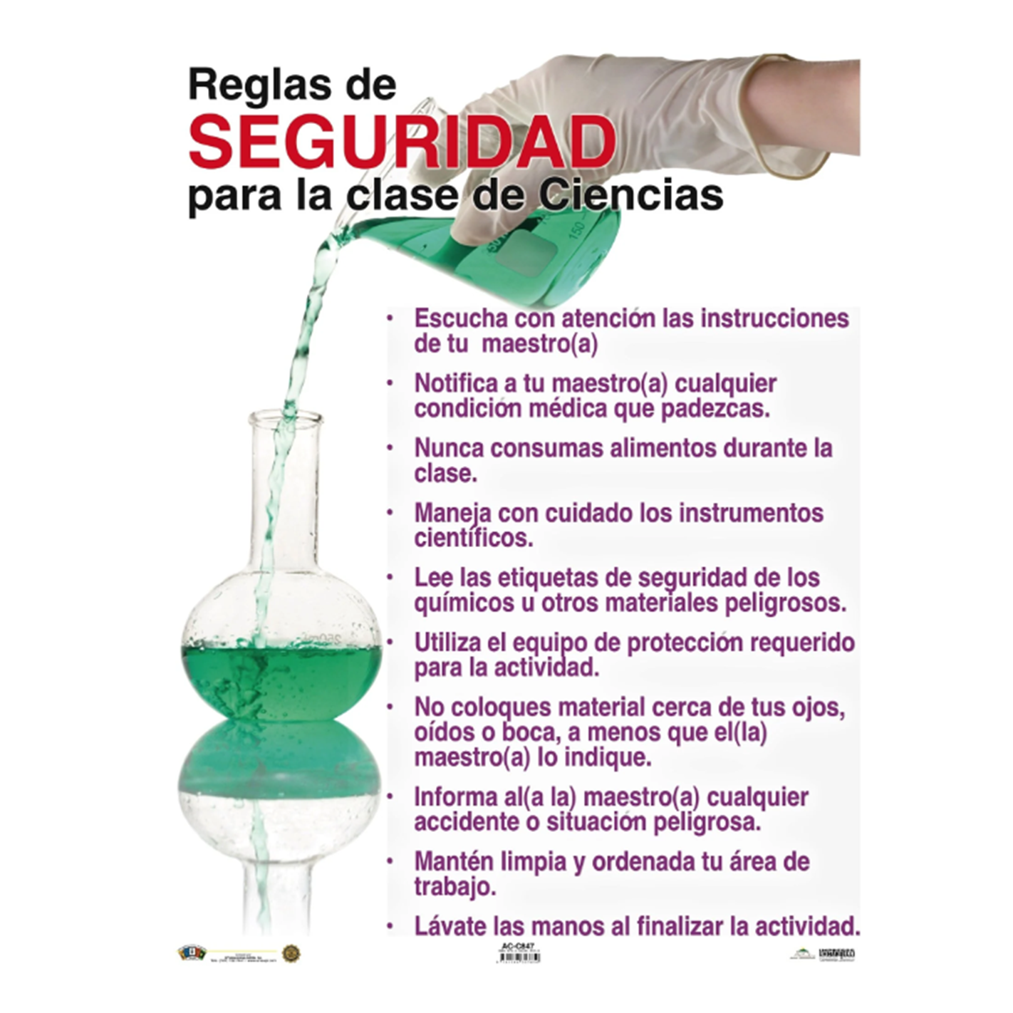 Anisa •  Cartel "Reglas de seguridad para la clase de ciencias"