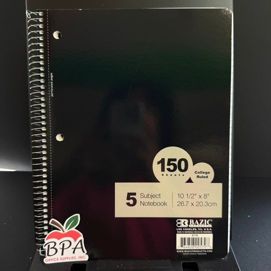 Bazic •  Libreta espiral grande (5 materias - "college ruled")