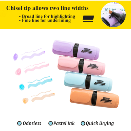 Bazic • Mini Resaltadores "highlighters" (set de 4 - colores pasteles)