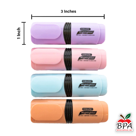 Bazic • Mini Resaltadores "highlighters" (set de 4 - colores pasteles)