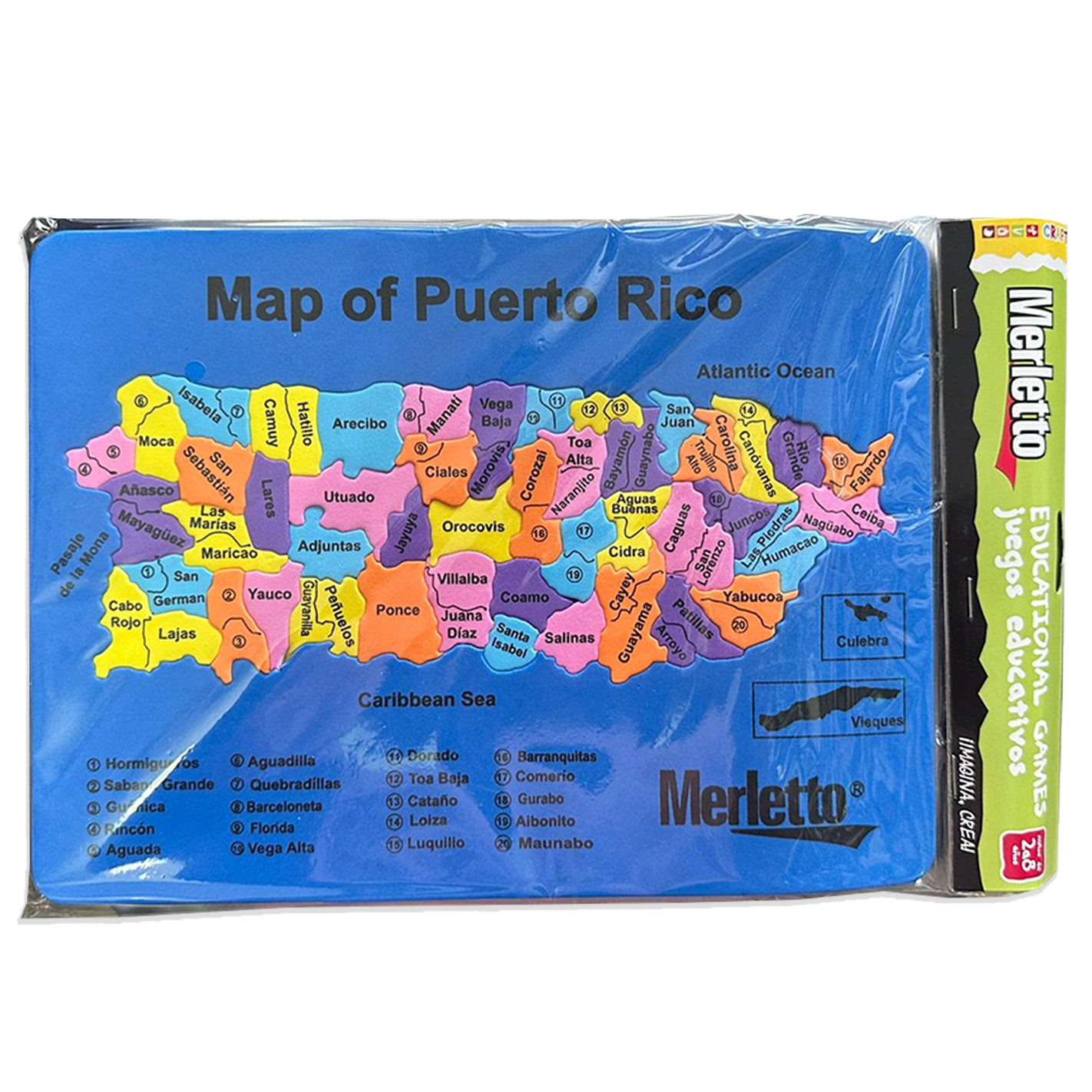 Merletto •  Rompecabeza mapa de los pueblos de Puerto Rico (foamie)