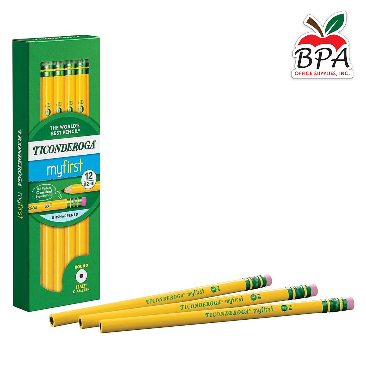 Ticonderoga •  Lápices gruesos "My First" con goma (12 unidades)