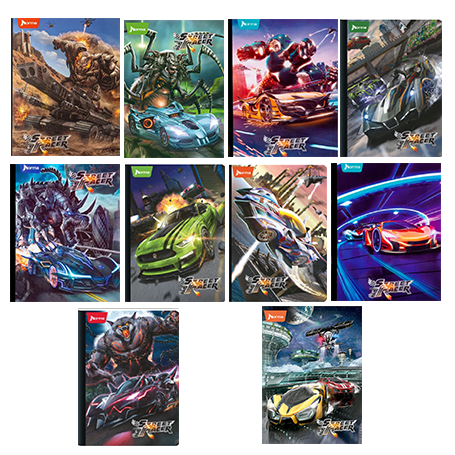 Norma •  Libreta caligrafía 2nd (second) grande carpeta semi dura "Street Racer" - Variedad de Estilos