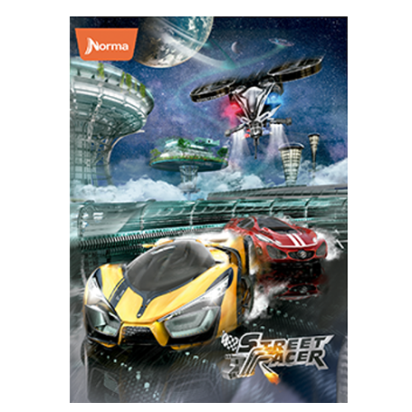 Norma •  Libreta caligrafía 1st (first) grande carpeta semi dura "Street Racer"