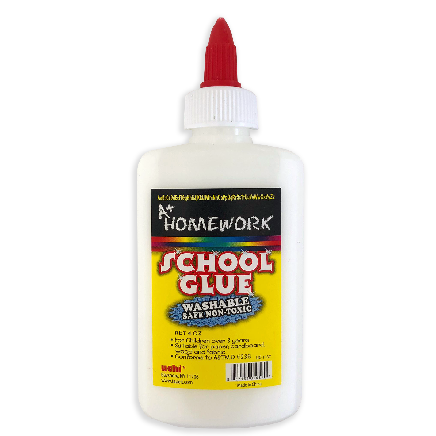 A Plus Homework •  Pega escolar blanca de 4oz.