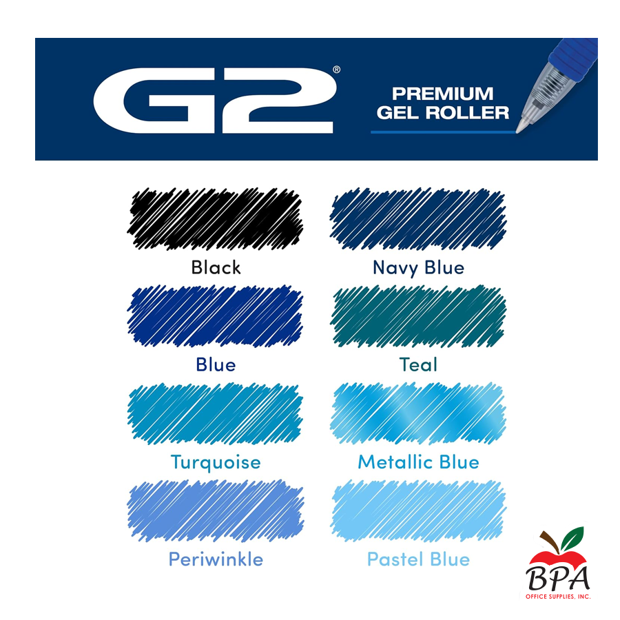 Pilot •  Bolígrafos G2 - Gel Fine - Retractable (pk/8 - asst blue colors)