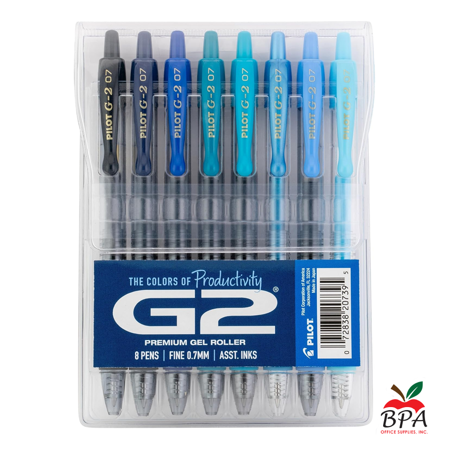 Pilot •  Bolígrafos G2 - Gel Fine - Retractable (pk/8 - asst blue colors)
