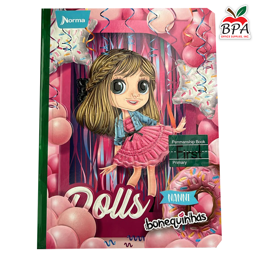 Norma •  Libreta caligrafía 1st (first) grande carpeta semi dura "Bonequinhas Dolls"