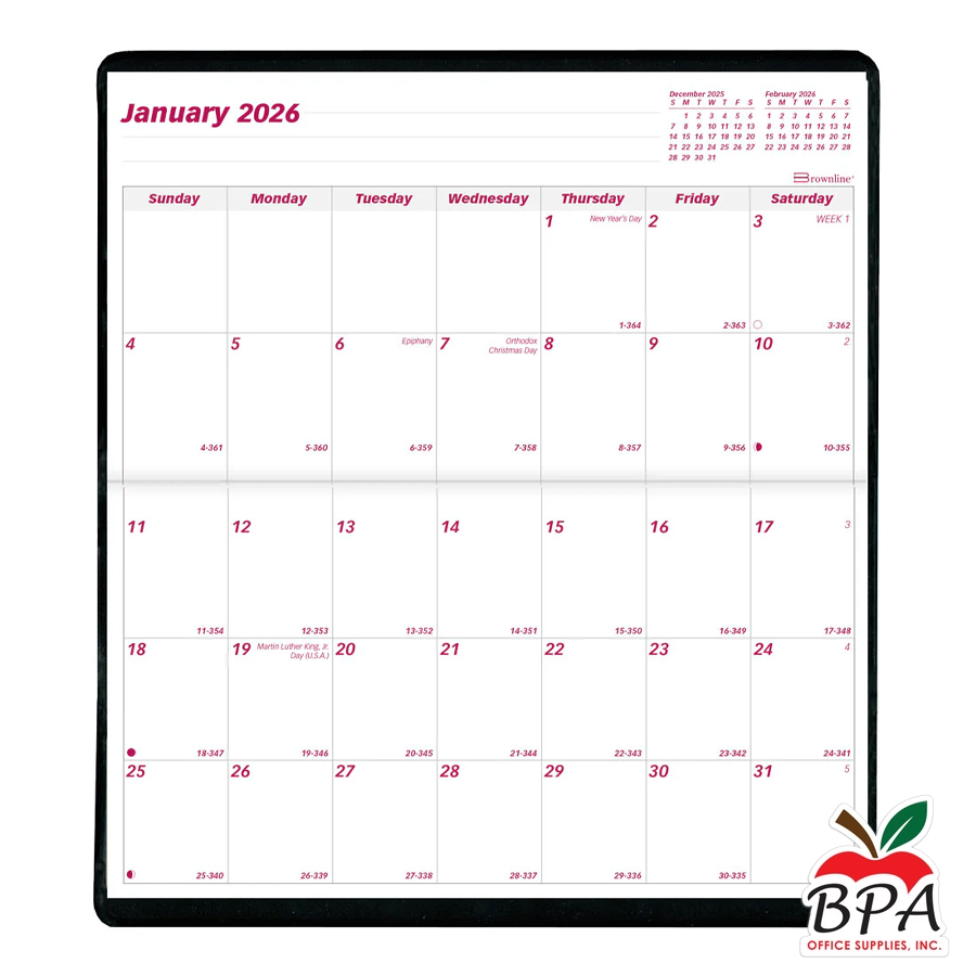 Brownline • Agenda 2026-27  Monthly Pocket (varios colores)