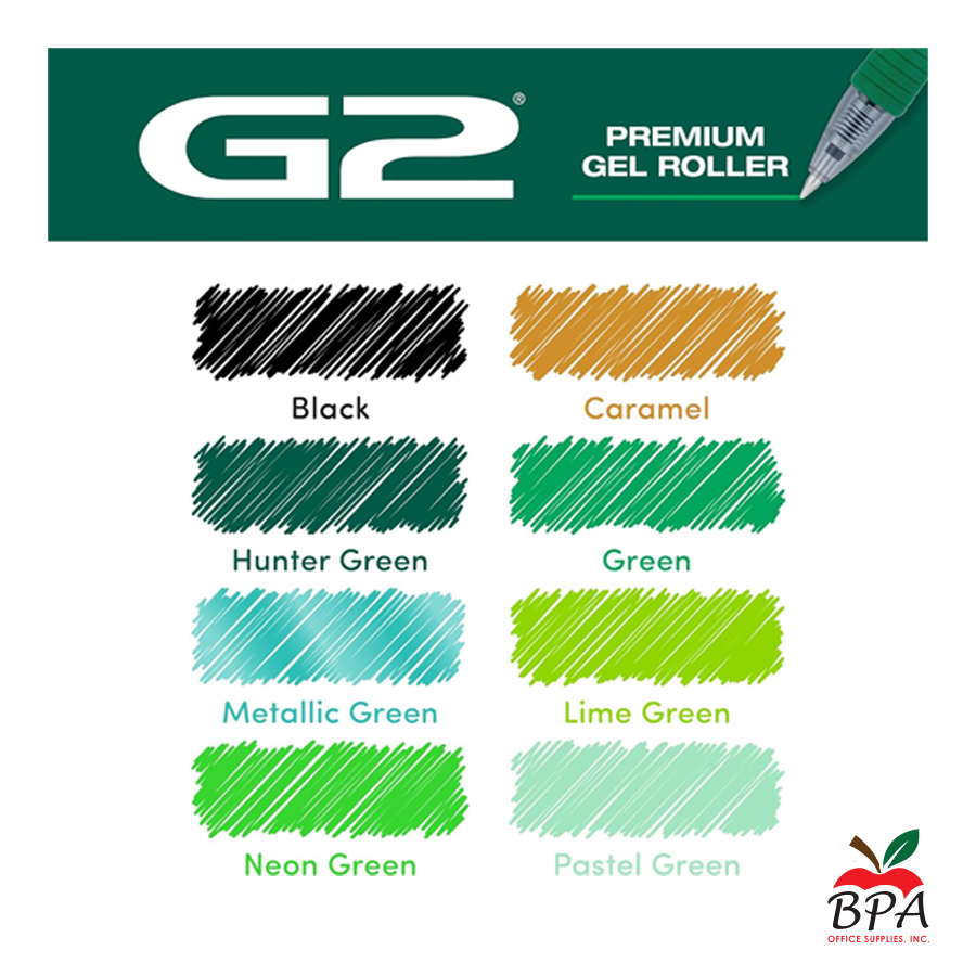 Pilot •  Bolígrafos G2 - Gel Fine - Retractable (pk/8 - asst green colors)