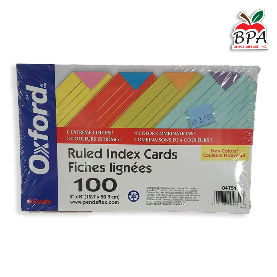 Oxford •  Index cards 5" x 8" (colores - qty. 100)