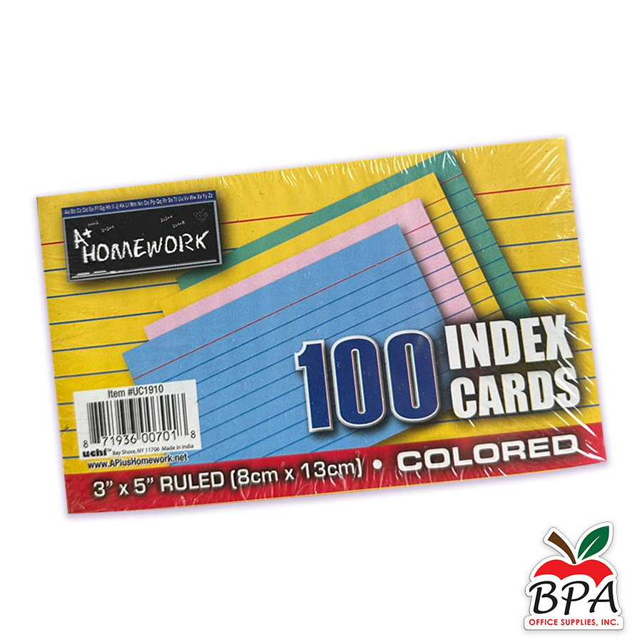 A Plus Homework •  Index cards 3" x 5" (colores - qty. 100)