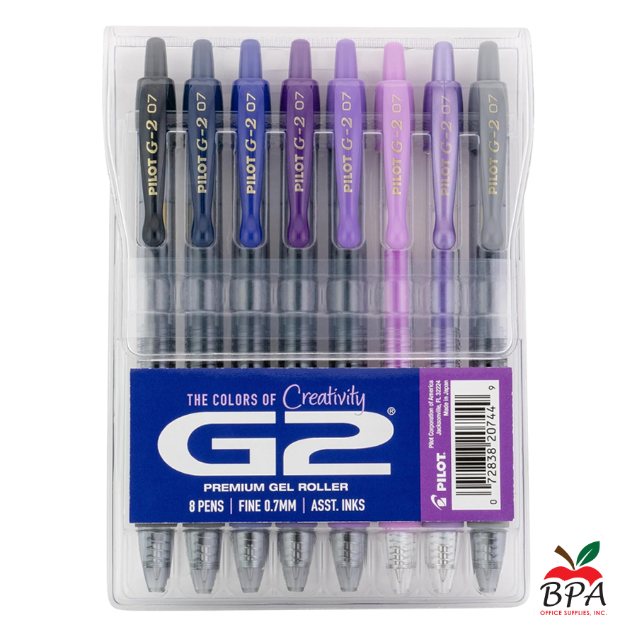 Pilot •  Bolígrafos G2 - Gel Fine - Retractable (pk/8 - asst purple colors)