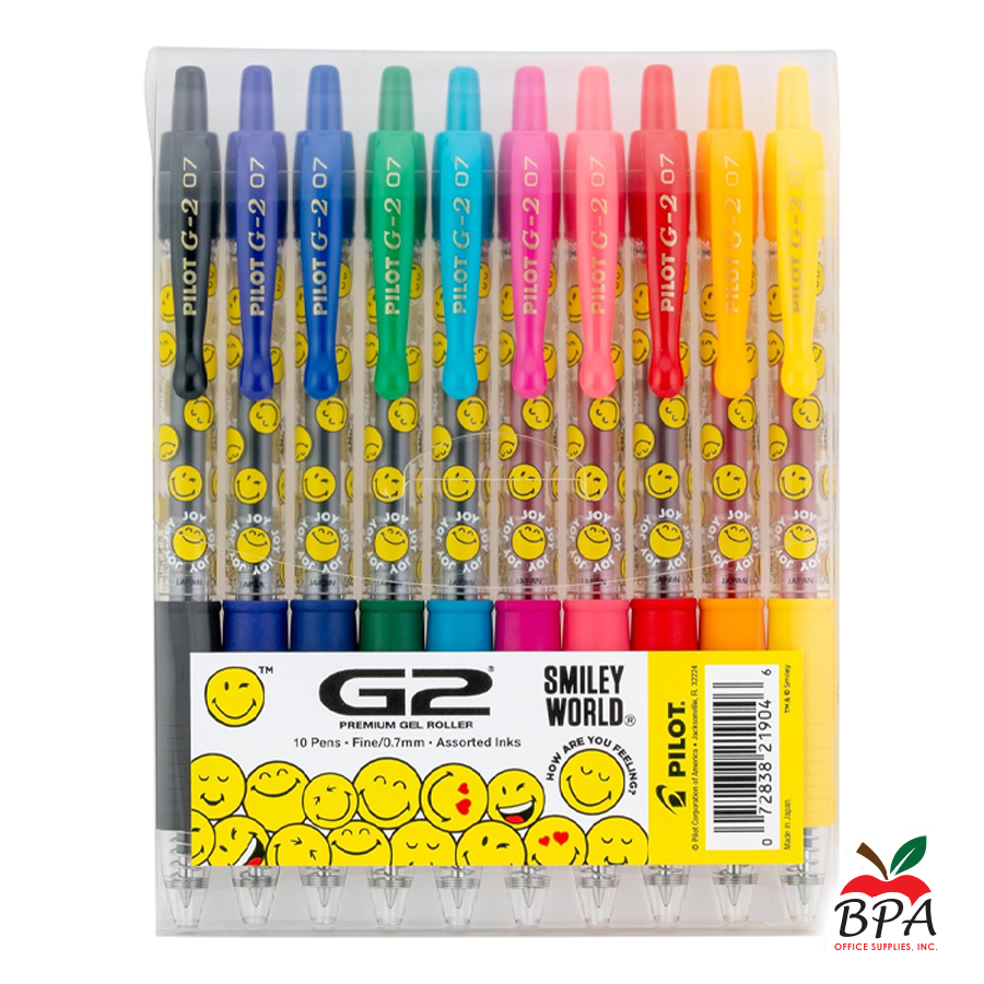 Pilot •  Bolígrafos G2 SMILEY - Gel Fine - Retractable (pk/10 - asst colors)