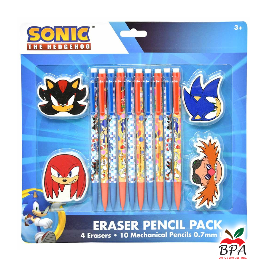 Sonic • Lápiz mecánico 0.7mm (set de 10 + 4 gomas de borrar)