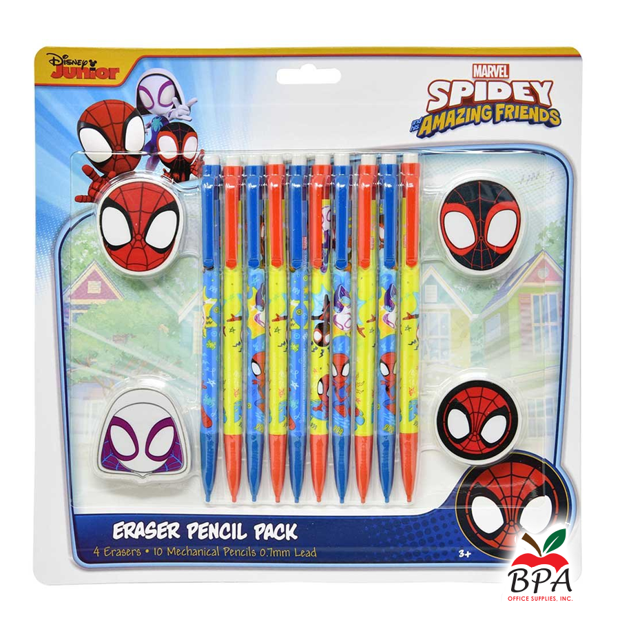 Spidey • Lápiz mecánico 0.7mm (set de 10 + 4 gomas de borrar)