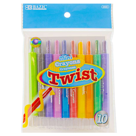 Bazic • Crayones "twist" mini de 10 colores