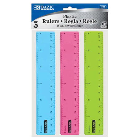 Bazic • Reglas de plástico 6" (3 unidades)