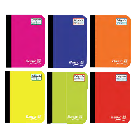 Basic U •  Libreta caligrafía 1st (first) grande de carpeta blanda: Sistema de colores